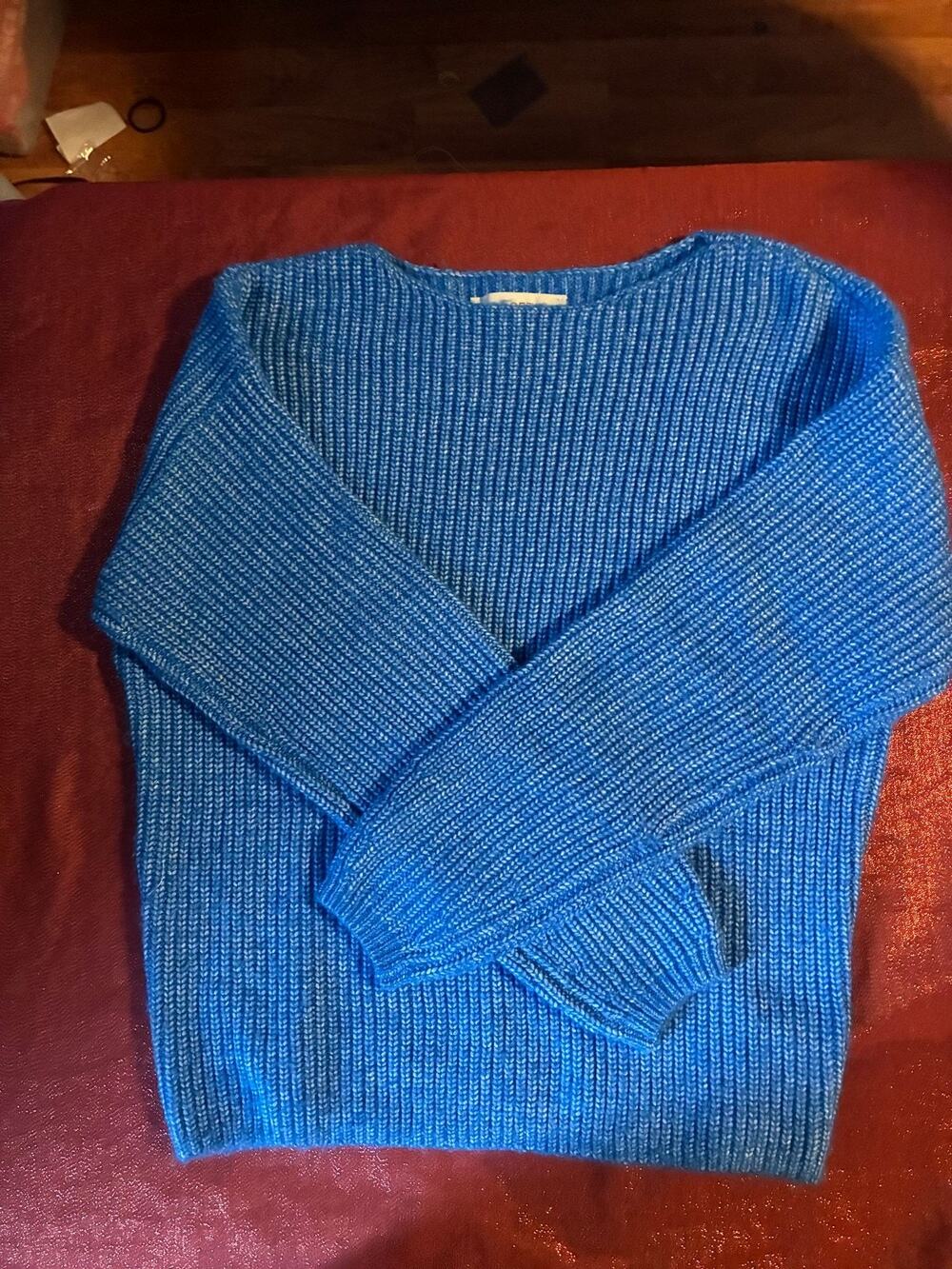 LOFT Sweater Womens S Chunky Ribbed Knit Crewneck Pullover Blue